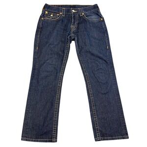 True Religion Section Straight Flap Jeans Mens 31 Dark Body Rinse Indigo